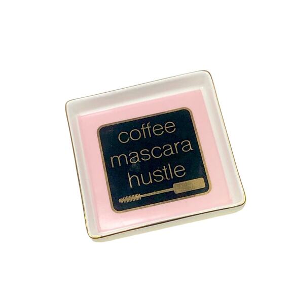 Francesca's Collections Other - Coffee Mascara Hustle Pink Ceramic Ring Dish Jewelry Tray Francesca's